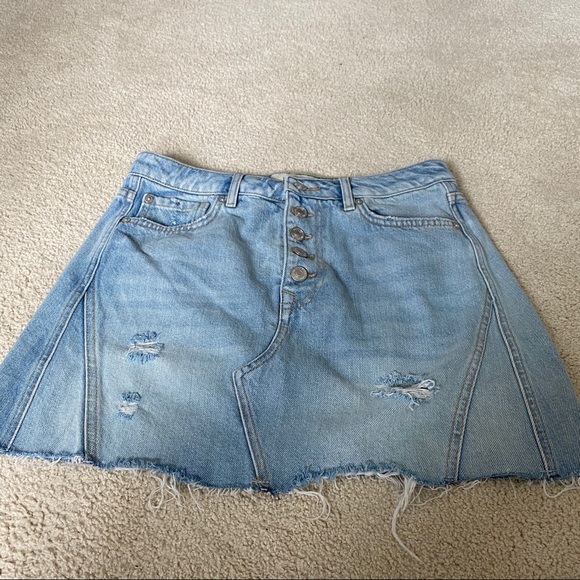 NWOT Free People buttonfly denim skirt - Picture 2 of 6